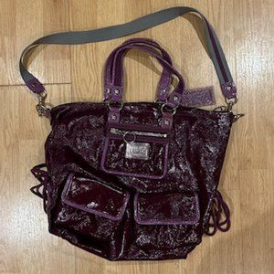 COACH Leather Purse in Poppy Patent Style Deep Purple/Eggplant in Colour